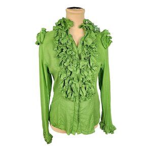 Robert Rodriguez Light Green Ruffle Green Long Sleeve Top Sz 6